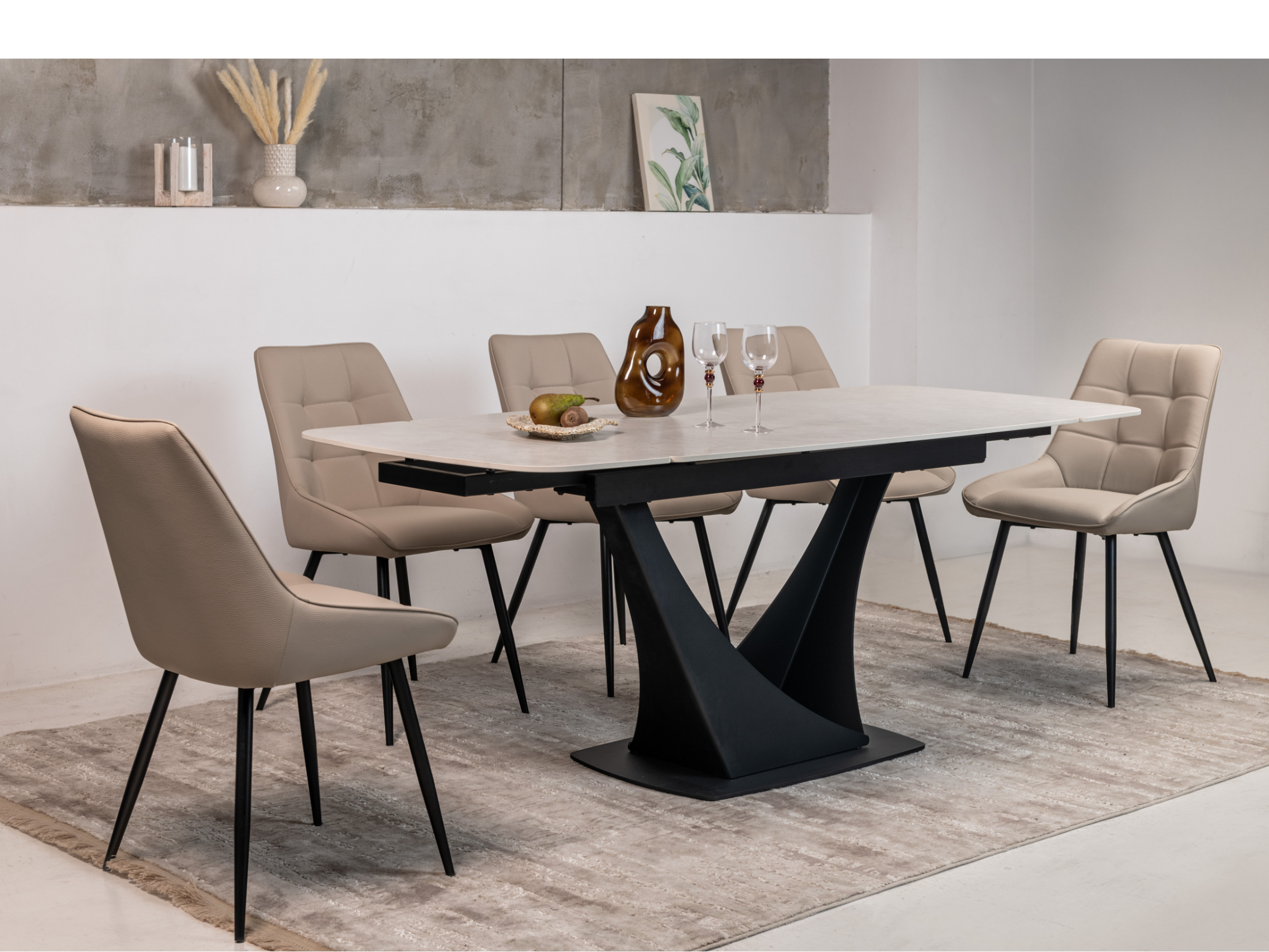 Стіл обідній розсувний Vetro Mebel Еліо 1400- 2000x900x760 мм Крема делікато/Чорний (TМL-990) - фото 5 Стіл обідній розсувний Vetro Mebel Еліо 1400- 2000x900x760 мм Крема делікато/Чорний (TМL-990) - фото 5