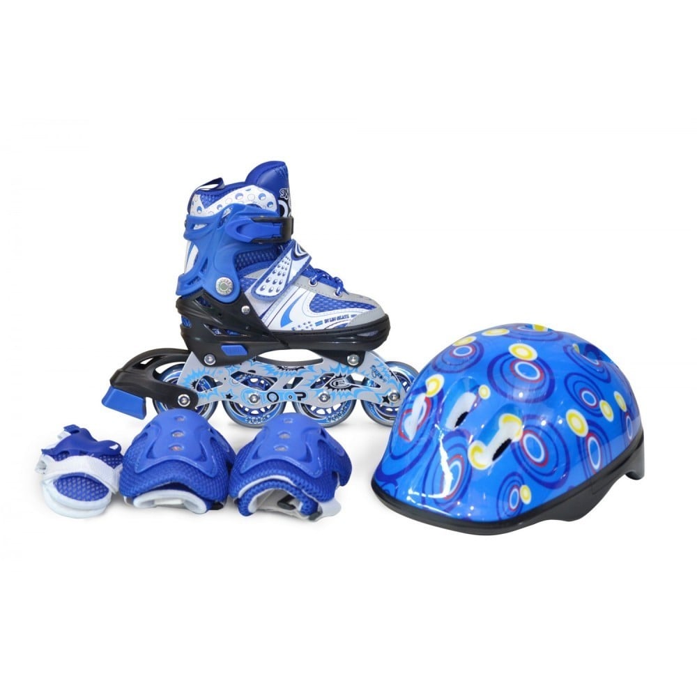 Ролики дитячі розсувні Happy Combo набір захист і шолом PU р. 34-38 Синій (2T3007)