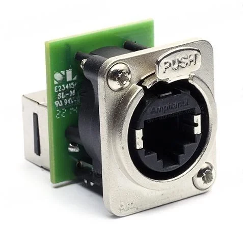 Адпадер проходной RJ45 AMPHENOL XLRnet гнездо-гнездо в корпусе D-типа CAT 5e (000018770)