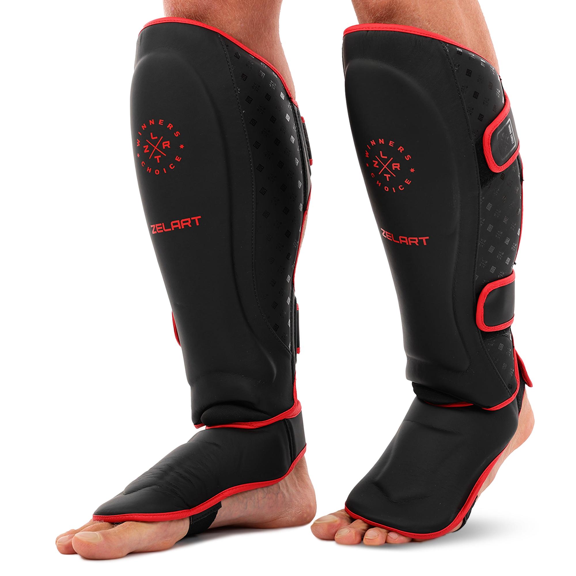 Защита голени и стопы для единоборств Zelart BO-3874 M Черно-красный