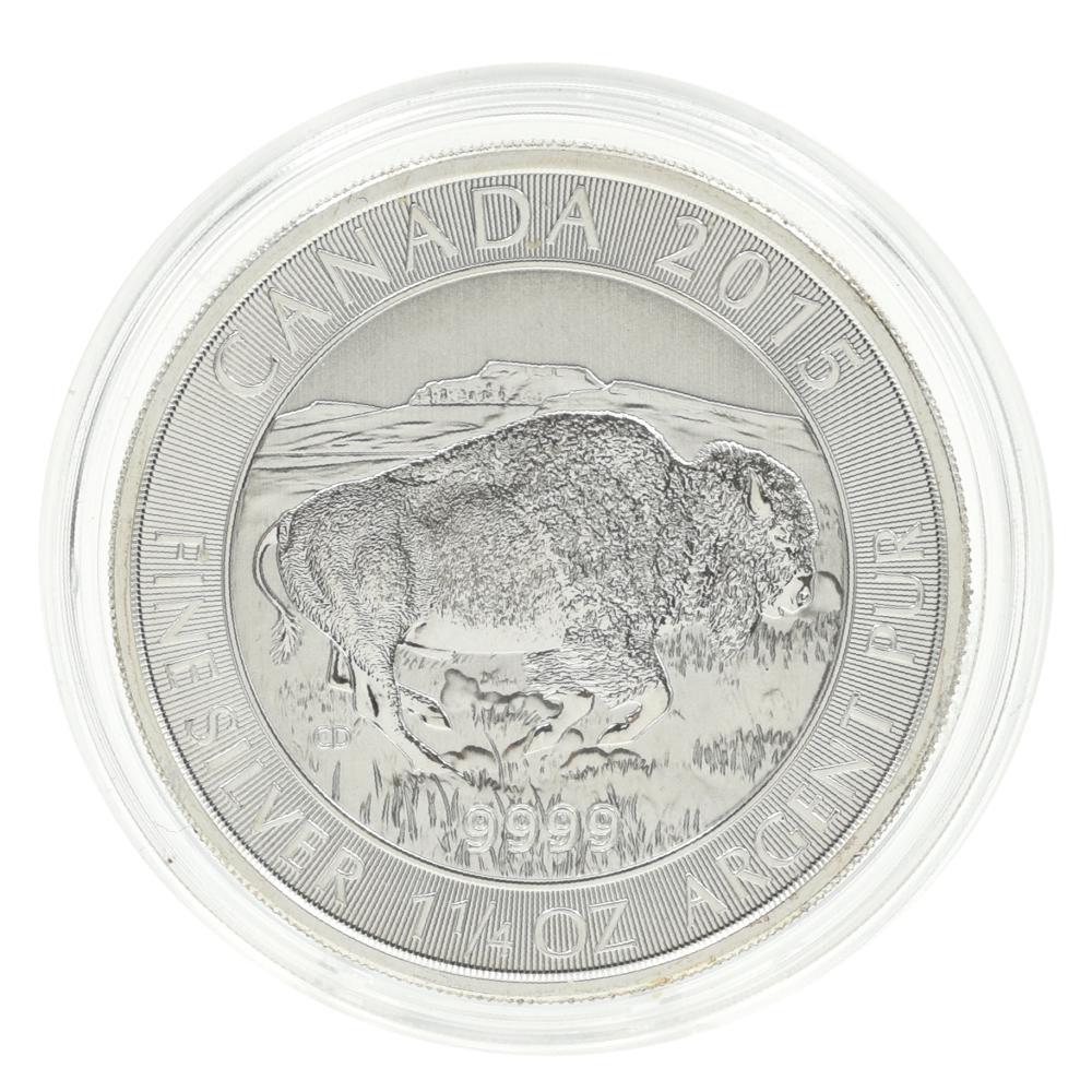 Коллекционная монета Канада 8 долларов 2015 серебро UNC Бизон Ag 999,9/38,88 г (М23709)