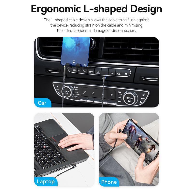 Кабель Vention 3.5 мм minijack стерео AUX TRS 3-пиновая нейлоновая оплетка 1 м Черный (BAZBF) - фото 6 Кабель Vention 3.5 мм minijack стерео AUX TRS 3-пиновая нейлоновая оплетка 1 м Черный (BAZBF) - фото 6