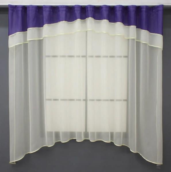 Тюль арка на кухню 280х170 см Молочный/Фиолетовый (036к)
