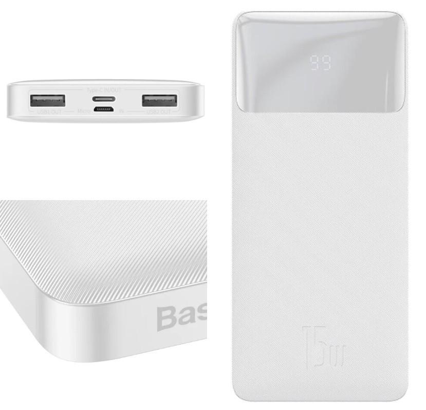 Повербанк BASEUS Bipow Digital Display 10000 mAh 15W 3A White (000564) - фото 2