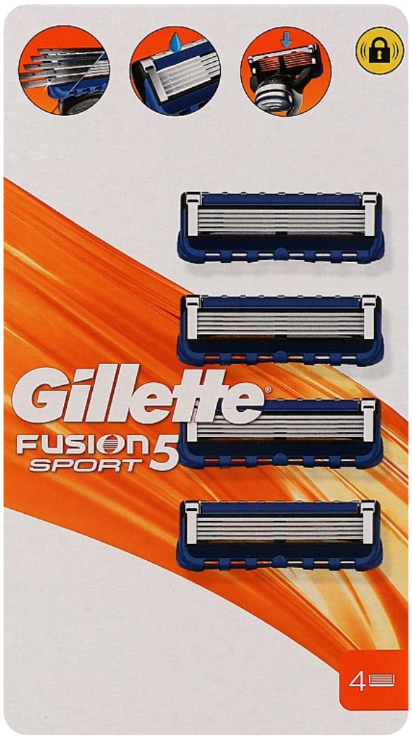 Картриджи для бритья мужские Gillette Fusion5 SPORT 4 шт. Синий Картриджи для бритья мужские Gillette Fusion5 SPORT 4 шт. Синий