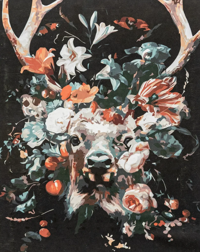 Картина по номерам Strateg Олень в цветах 40x50 см (VA-3396)