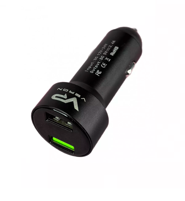 Зарядний пристрій автомобільний Veron C-604A 2USB/2,4A Black