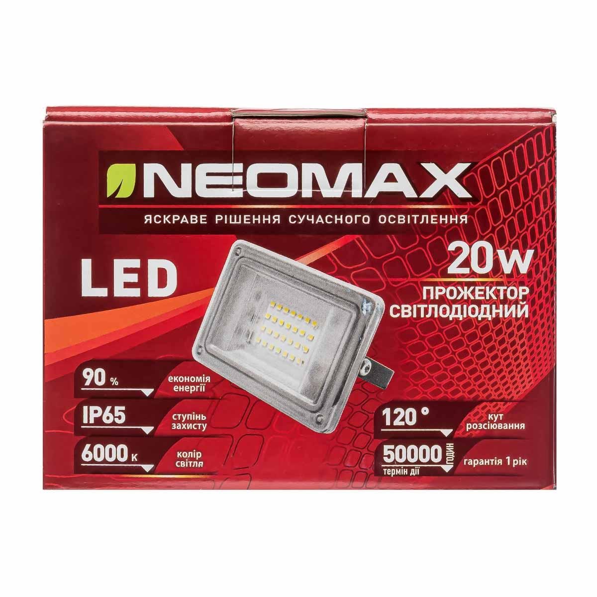 Прожектор Neomax IP65 LED 20 W 6000 K водонепроникний з білим світлом (t6788) - фото 2