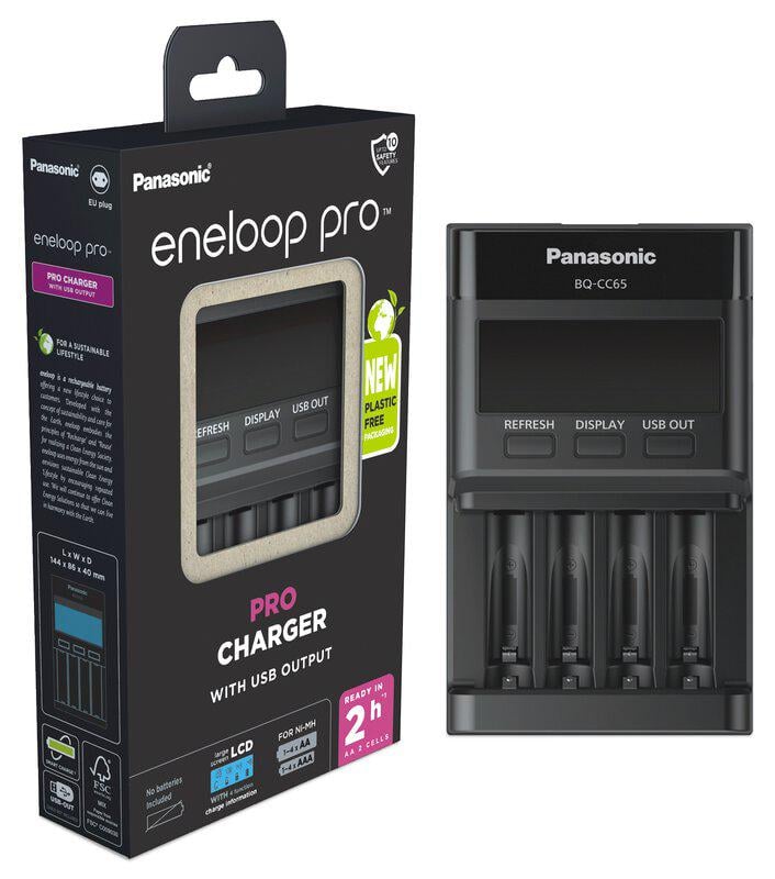 Зарядное утройство универсальное Panasonic BQ-CC65 AA/AAA Eneloop ready LCD 4 канала 3.2/1.2A USB Eco Box
