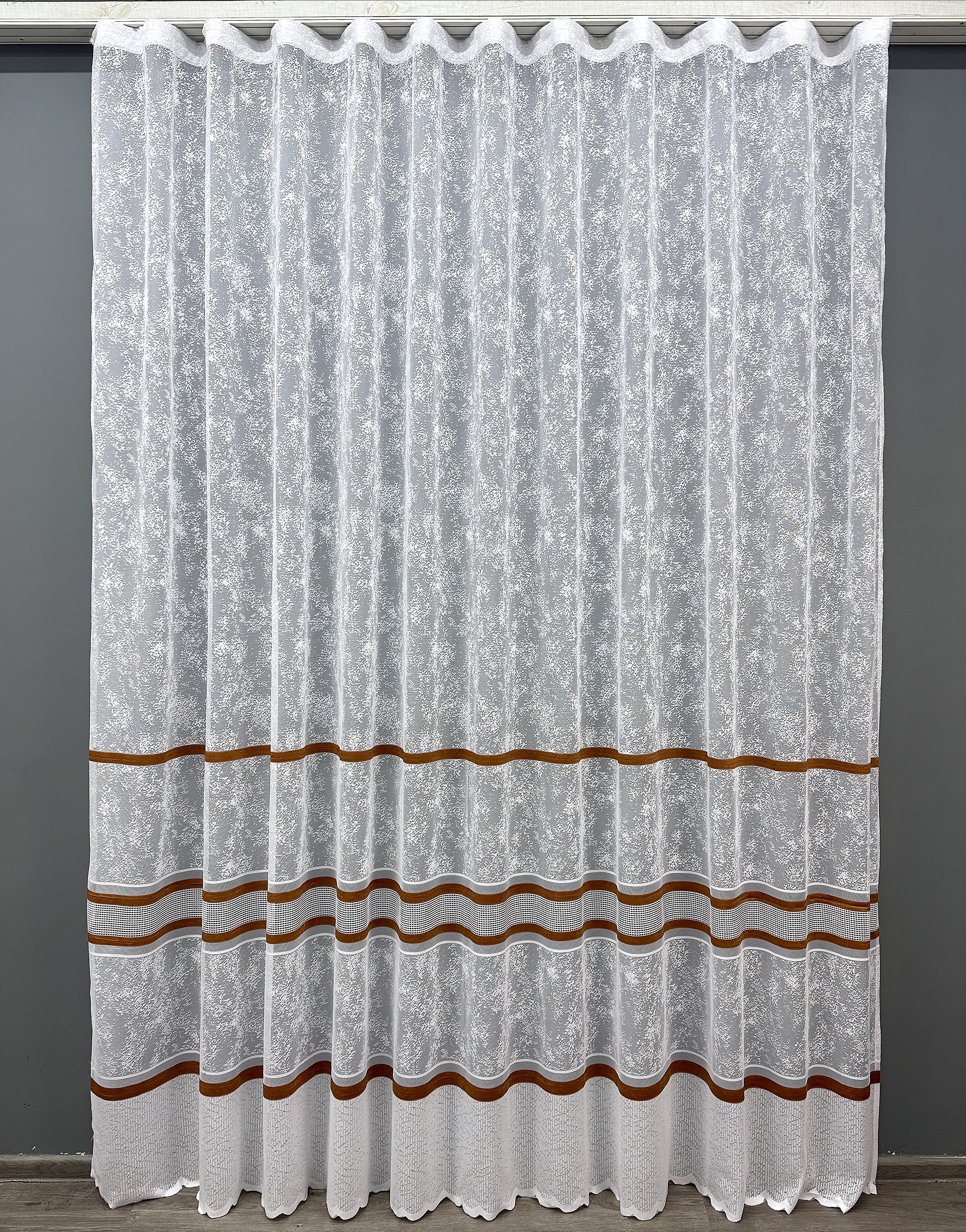 Тюль VR-Textil 1554т жаккард Мрамор Cale 300х270 см Белый/Коричневый (42-0473)