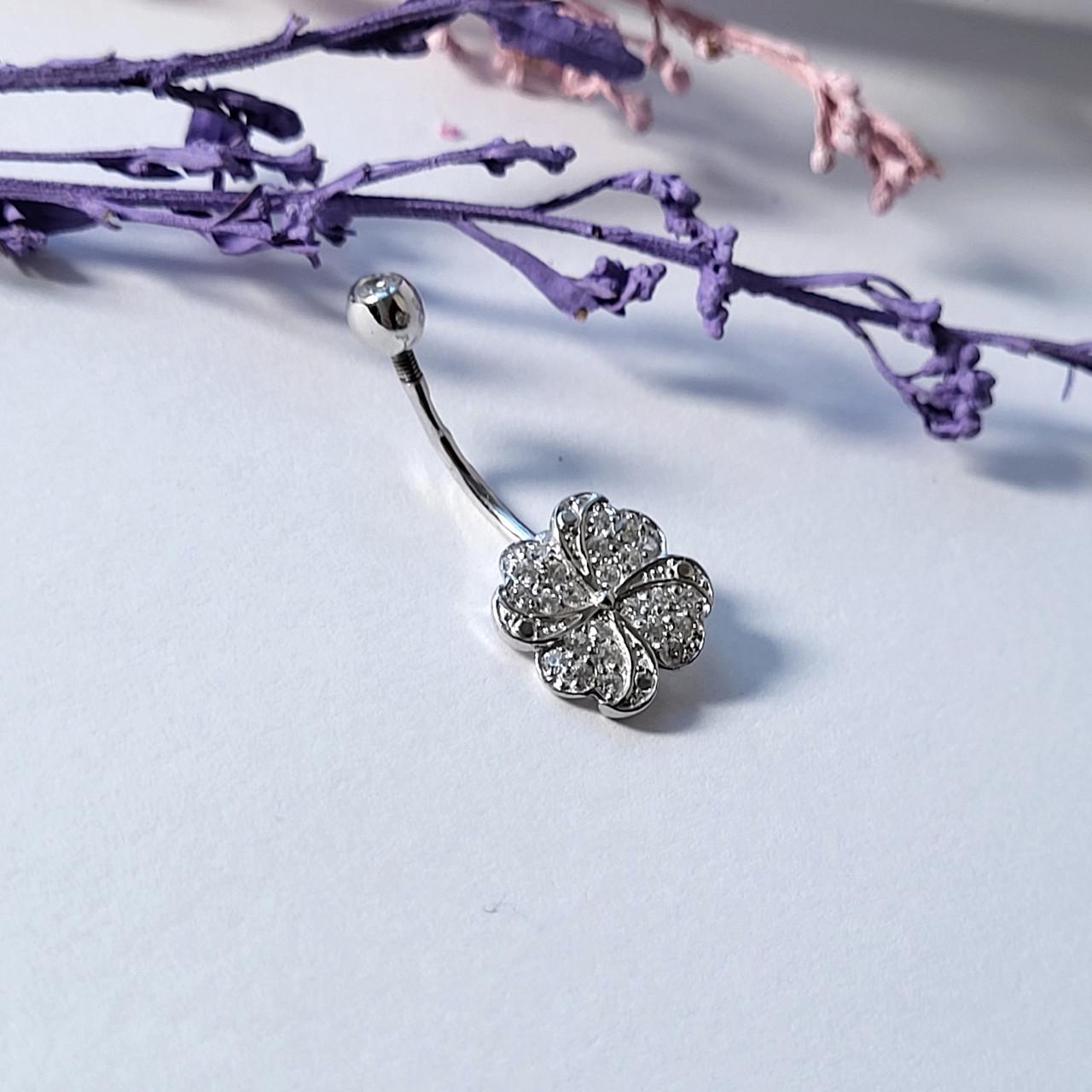Пирсинг в пупок Клевер серебро 925 пробы 1,30 г (607011р)