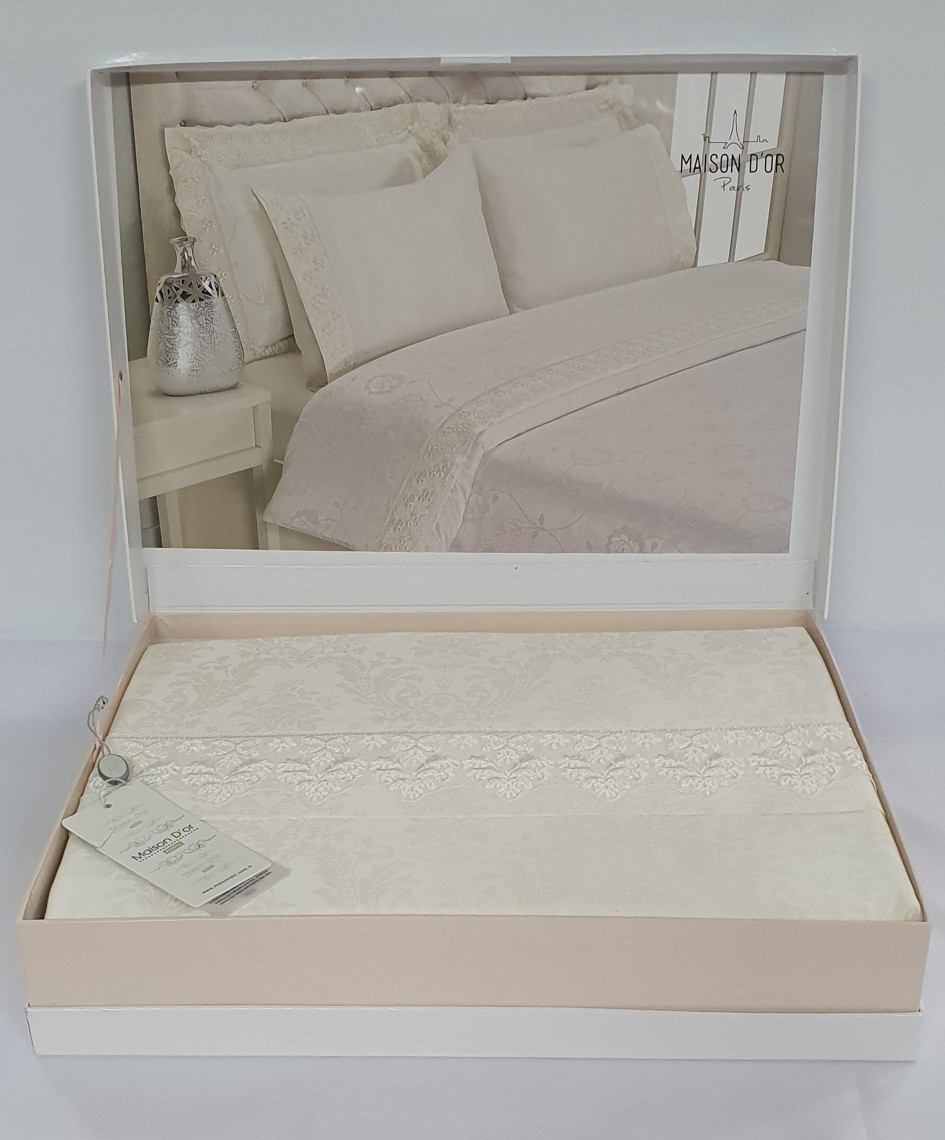 Комплект постельного белья Maison D'or с кружевом 200х220 Zeyna Krem (02MD200220SBZeyna17)