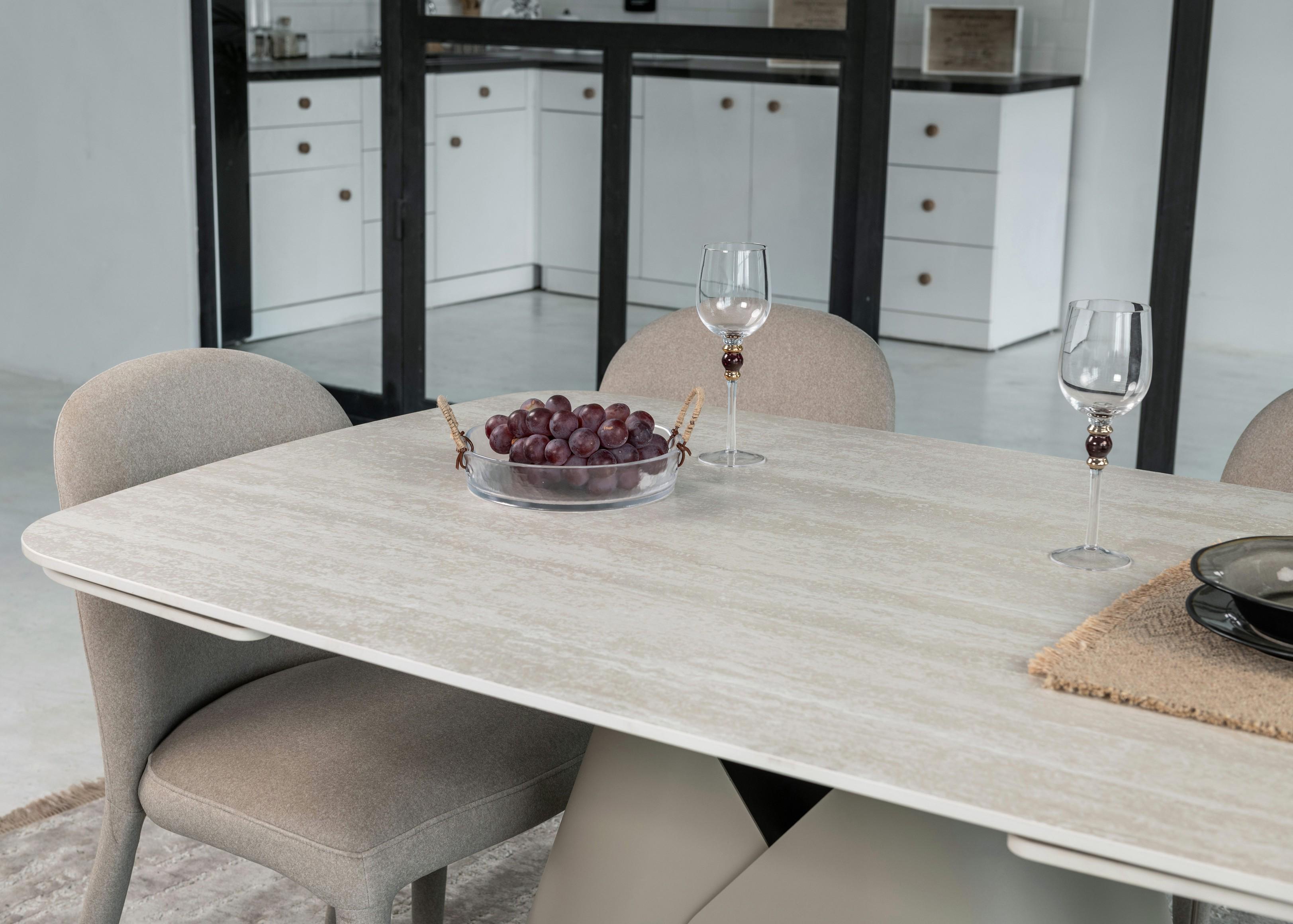 Стіл обідній розсувний Vetro Mebel Паріс 1400- 2000x900x760 мм Крема марфіль/Бежевий (TМL-997-1) - фото 9 Стіл обідній розсувний Vetro Mebel Паріс 1400- 2000x900x760 мм Крема марфіль/Бежевий (TМL-997-1) - фото 9