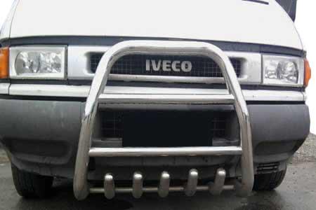 Кенгурятник QT007 CAN для Iveco Daily 1999-2006 гг. нержавеющая сталь Хром