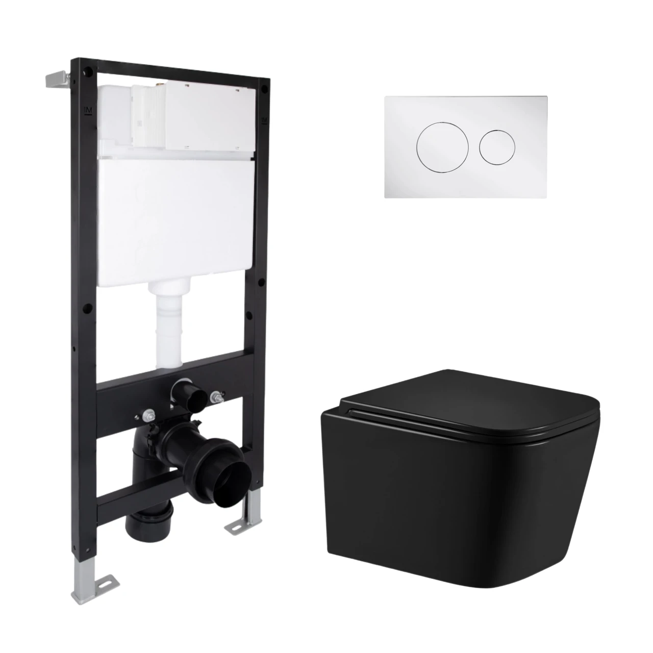 Готовое решение Qtap для ванной комнаты подвесной унитаз Crow Ultra Quiet 485x340x290 мм и комплект установки Standard