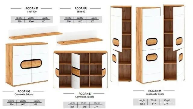 Комод Blonski 3Д Rodan E з ДСП/МДФ Дуб крафт золотий/Білий сніг глянець - фото 4 Комод Blonski 3Д Rodan E з ДСП/МДФ Дуб крафт золотий/Білий сніг глянець - фото 4