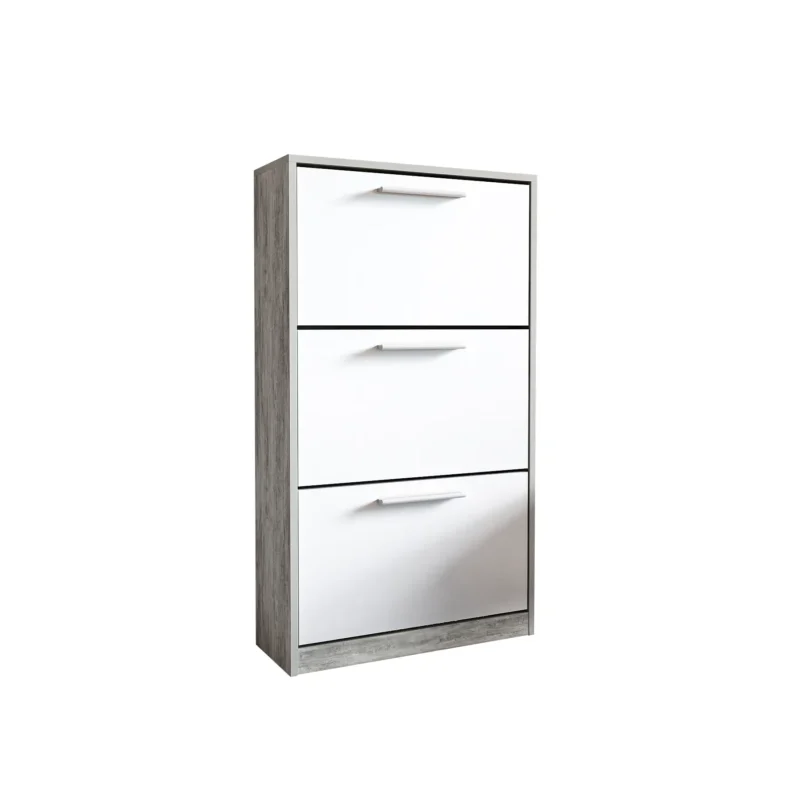 Тумба под обувь на 3 отделения для прихожей ST0021 590х280х1200 мм ДСП 16 мм Бетон/Белый (20262968) - фото 2