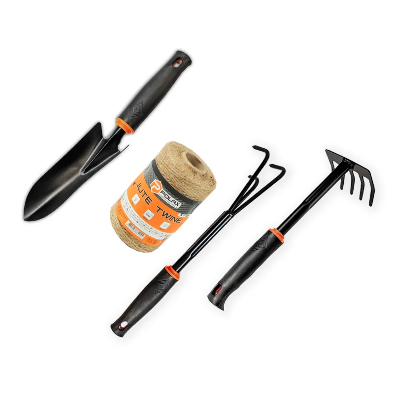 Набір садовий Polax лопатка/граблі/культиватор міні/шпагат джутовий (337-002)