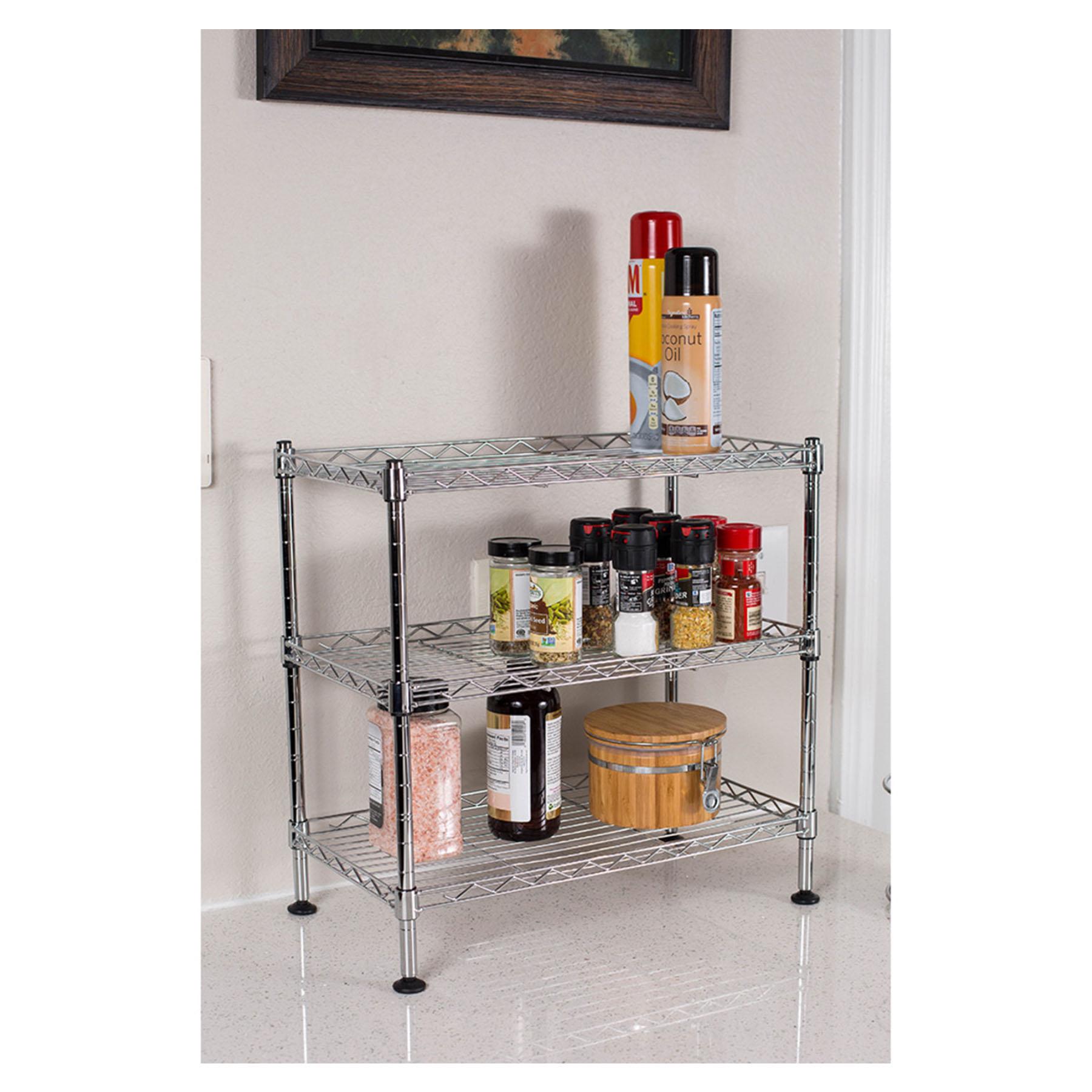 Органайзер міні-стелаж металевий 3 полки 45х25х45 см Хром - фото 6 Органайзер міні-стелаж металевий 3 полки 45х25х45 см Хром - фото 6