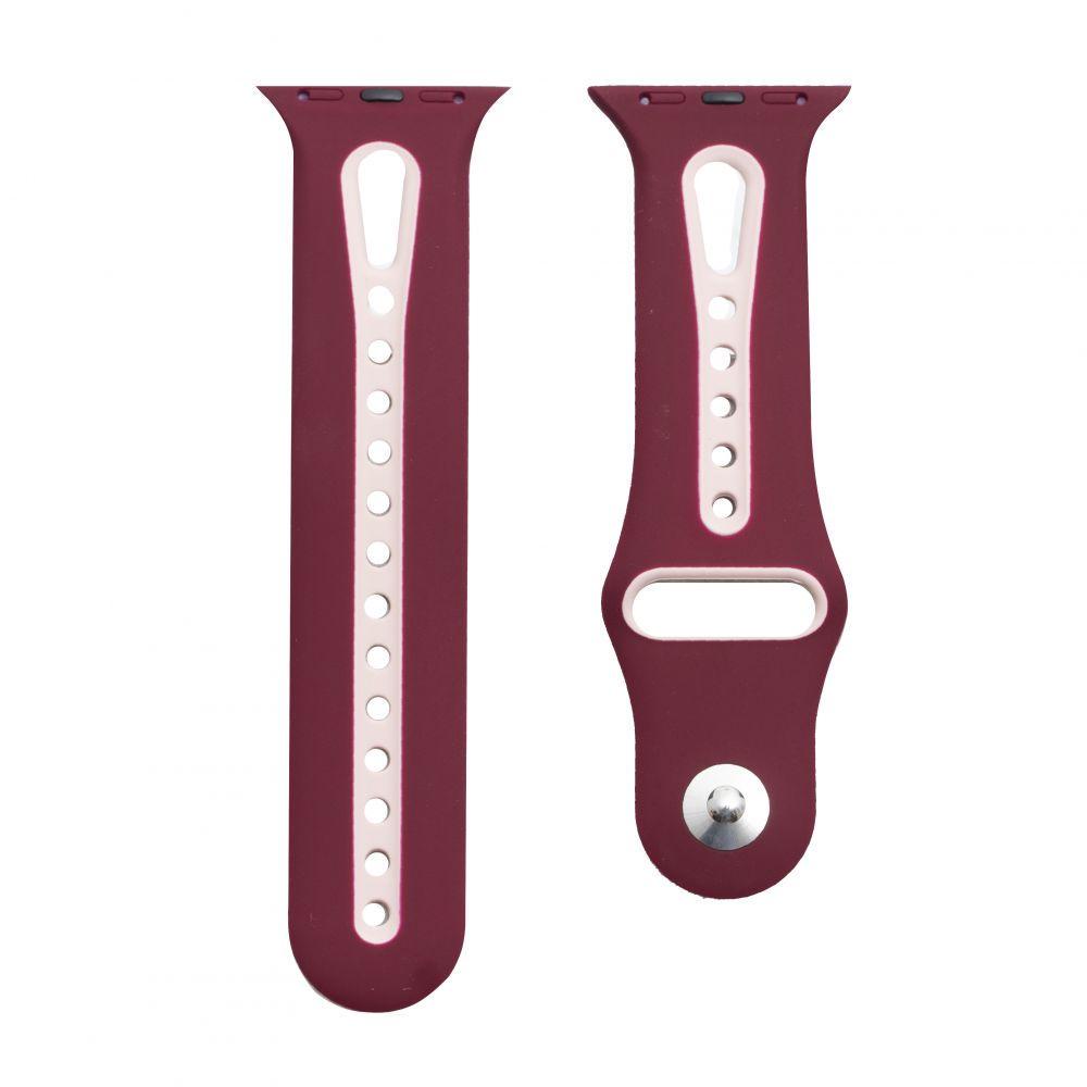 Силиконовый ремешок для Apple Watch Sport 42/44/45 мм Series SE/7/6/5/4/3/2/1 Бордово-розовый
