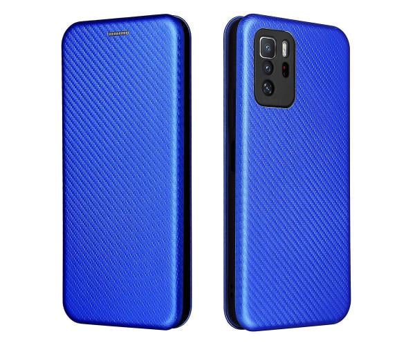 Чохол - книжка Carbon Fiber Texture для Xiaomi Redmi Note 10 Pro China Синій