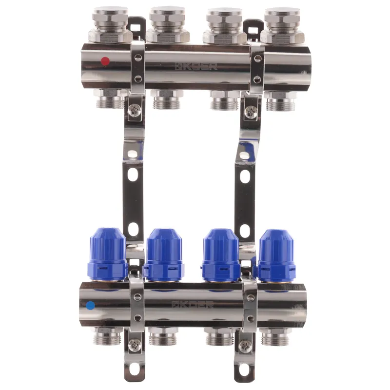 Коллекторный блок из термостатическими клапанами KOER KR.1100-04 1"x4 WAYS (KR2630)