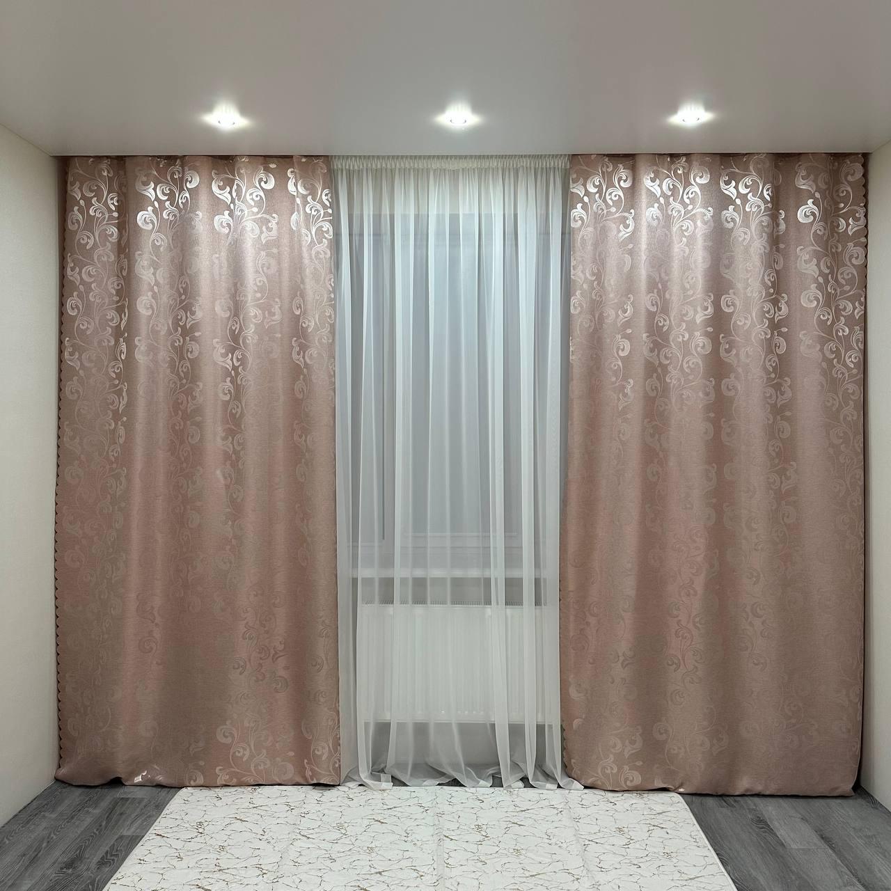 Штори Toscana жаккардові 1,5х2,7 м 2 шт. Пудровий - фото 1 Штори Toscana жаккардові 1,5х2,7 м 2 шт. Пудровий - фото 1