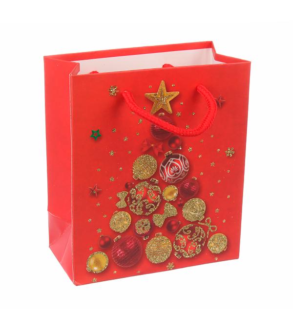 Новогодний пакет Christmas tree ламинированный картон 12x14x6 см Новогодний пакет Christmas tree ламинированный картон 12x14x6 см