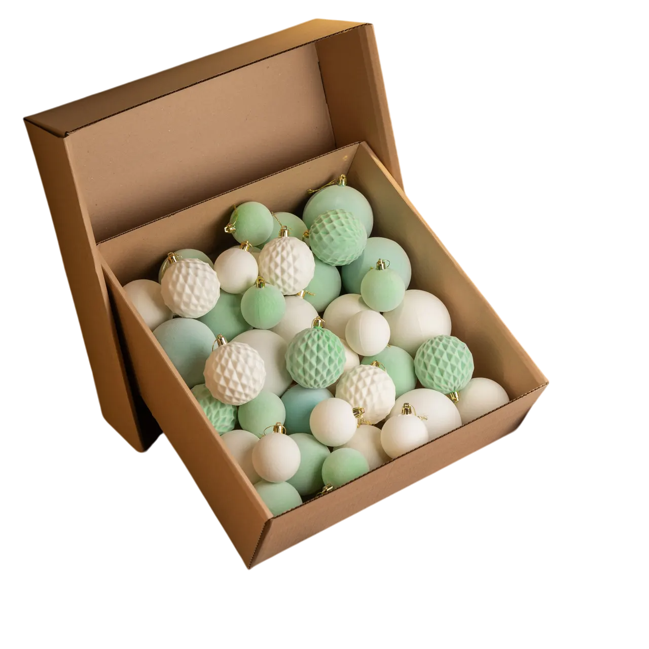 Подарочный набор елочных игрушек Бархат шарики пластиковые 40 шт. Мятный (22824326)