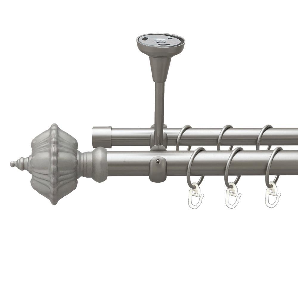 Карниз металлический Orvit Шато двухрядный открытый к потолку/гладкая труба/кольцо металлическое Сатин 25/19 мм 300 см (00-00023975)