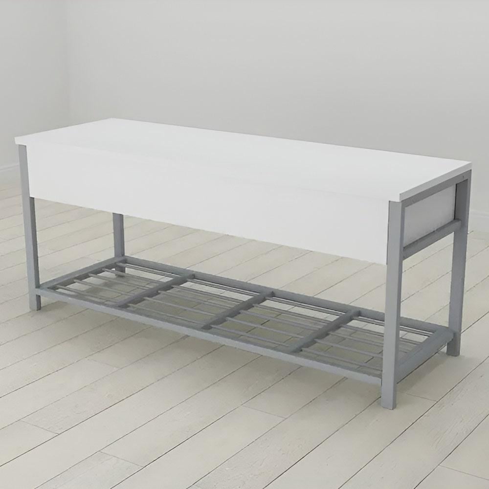 Банкетка с ящиком Ferrum-decor Дрейк 2 металл/ДСП 16 мм 550x1200x400 мм Серый/Белый (FRD-103080) - фото 3 Банкетка с ящиком Ferrum-decor Дрейк 2 металл/ДСП 16 мм 550x1200x400 мм Серый/Белый (FRD-103080) - фото 3