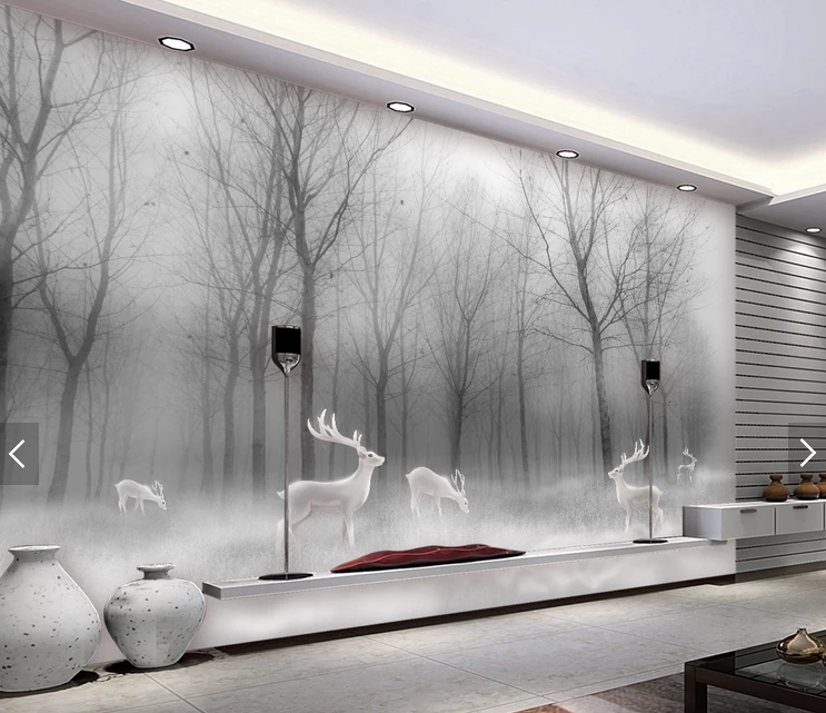 Фотообои флизелиновые для спальни/зала/кухни моющиеся Пасмурный лес