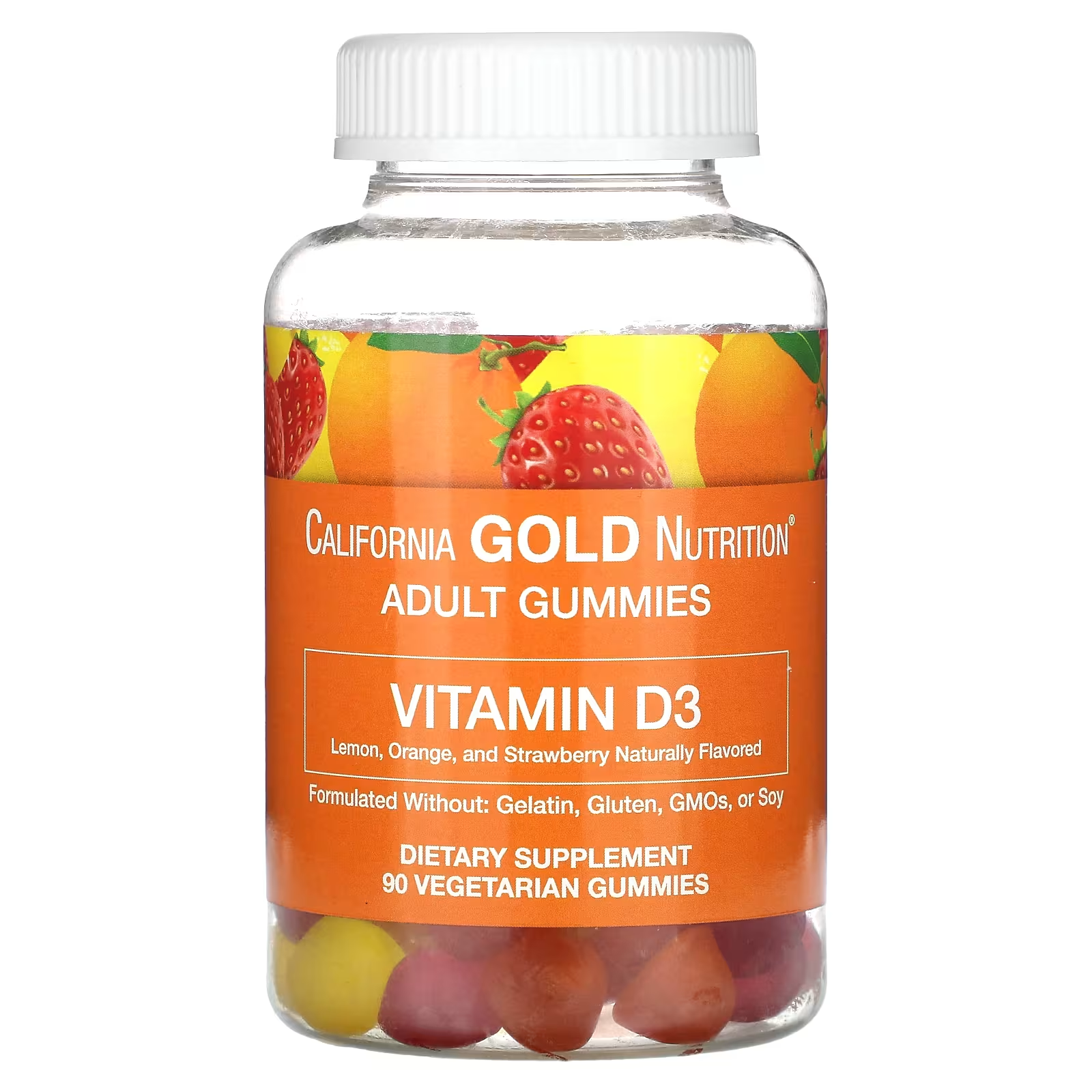 Витамин D3 California Gold Nutrition Фрукты/Ягоды без желатина и глютена 25 мкг 90 таблеток (CGN-01196)