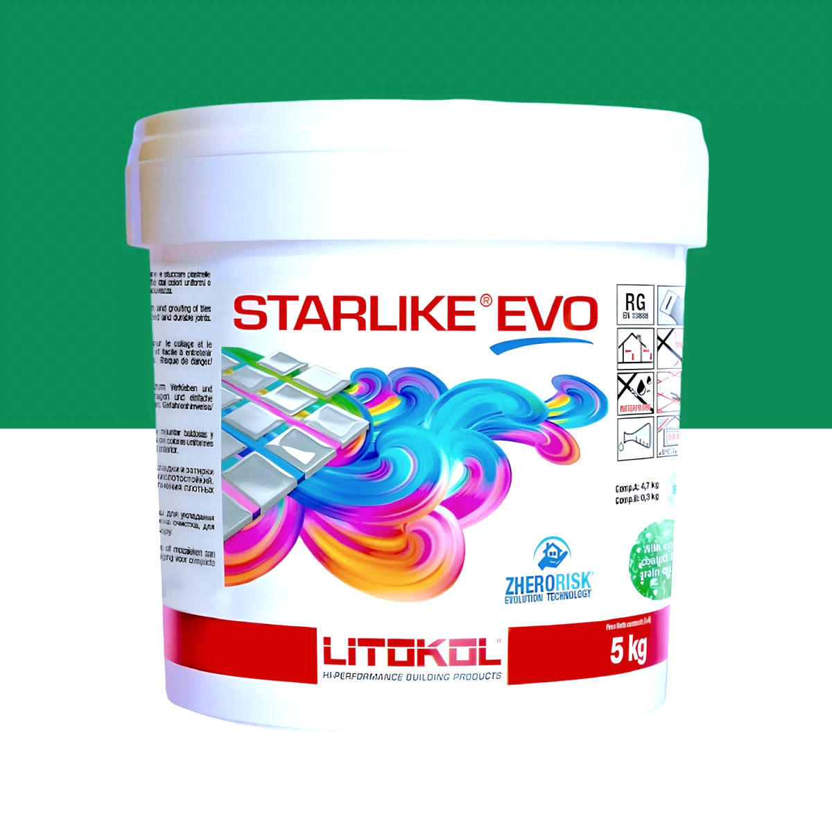 Затирка для плитки Litokol Starlike EVO 420 двокомпонентна епоксидна 5 кг Зелена трава