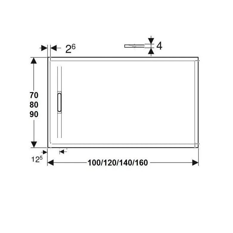 Піддон для душу Geberit SESTRA 550.274.00.2 із штучного каменю прямокутний 80x120x4 см (75714) - фото 2