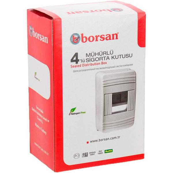 Розподільчий щиток Borsan BR-819 пластиковий на 4 модулі з місцем для пломби зовнішній - фото 2