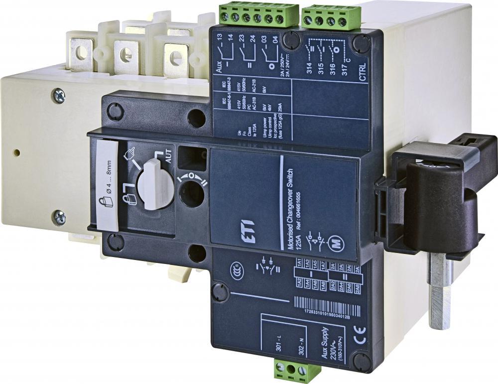 Переключатель ETI MLBS CO нагрузки I-0-II 4P 125A 230 V моторизованный (4661655) Переключатель ETI MLBS CO нагрузки I-0-II 4P 125A 230 V моторизованный (4661655)