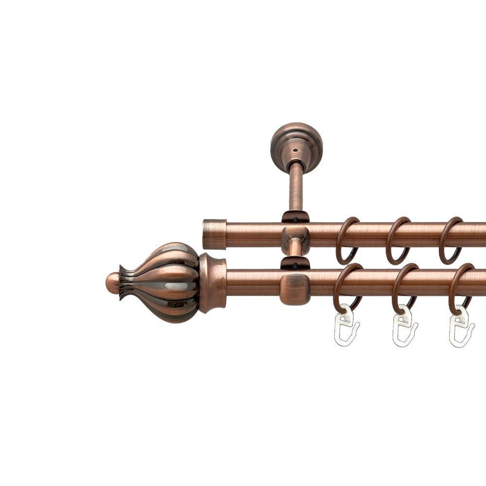 Карниз для штор Orvit Таджа двухрядный гладкий 16/16 мм 240 см Античная медь (00-00020718)