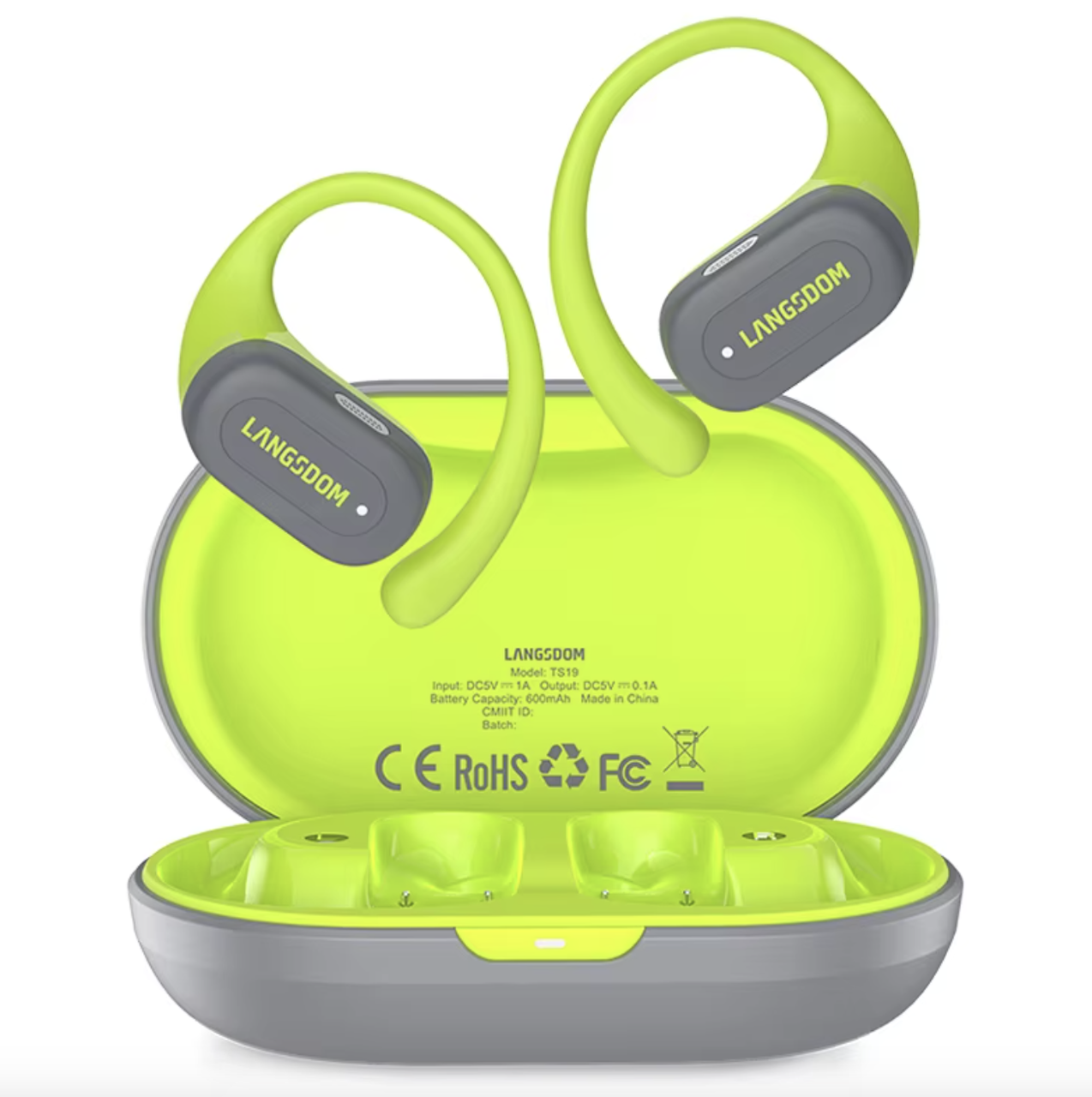 Навушники бездротові спортивні Langsdom TS19 Open Ear Green/Grey