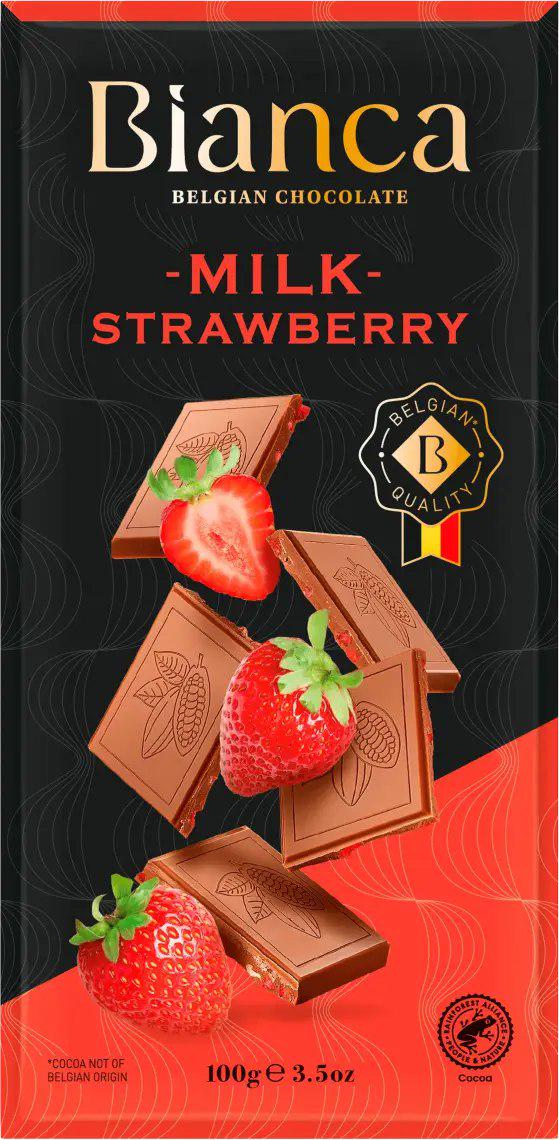 Шоколад молочний Bianca Milk Strawberry 100 г (13354753)
