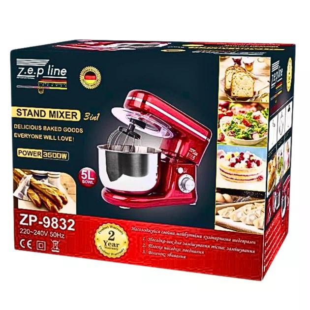 Тестомес ZepLine ZP-9832 с насадками 3500 Вт 5 л Красный - фото 8 Тестомес ZepLine ZP-9832 с насадками 3500 Вт 5 л Красный - фото 8