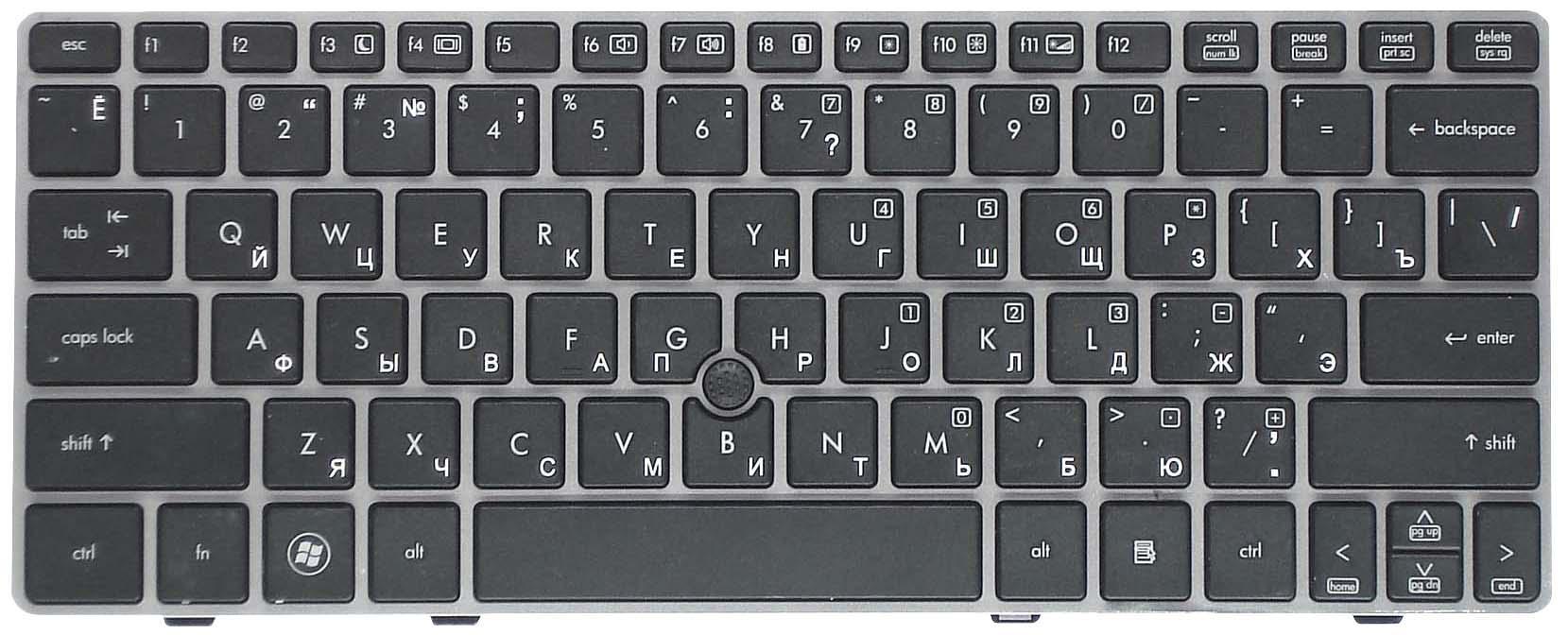 Клавиатура для ноутбука HP Elitebook 2560P Point Stick Silver Frame Black