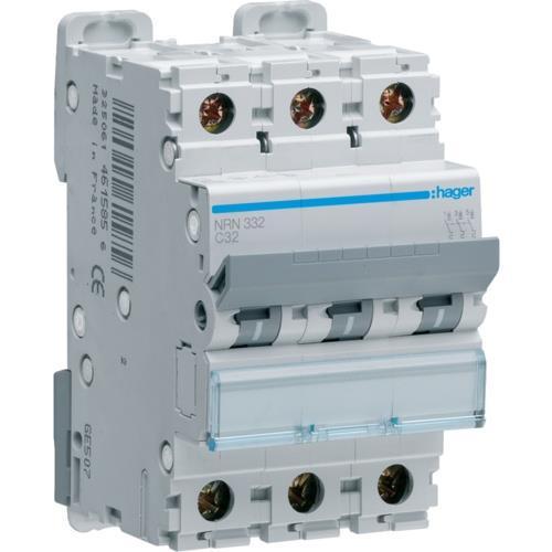 Автоматический выключатель Hager 32A 20kA 3 полюса тип C NRN332 (13824)