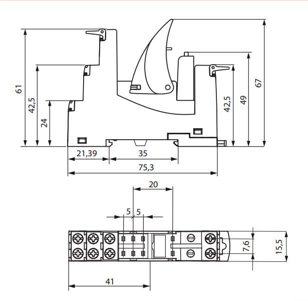 Колодка для проміжного реле ETI MERB-T 12А 300V АС тип T MER2 (2473035) - фото 2