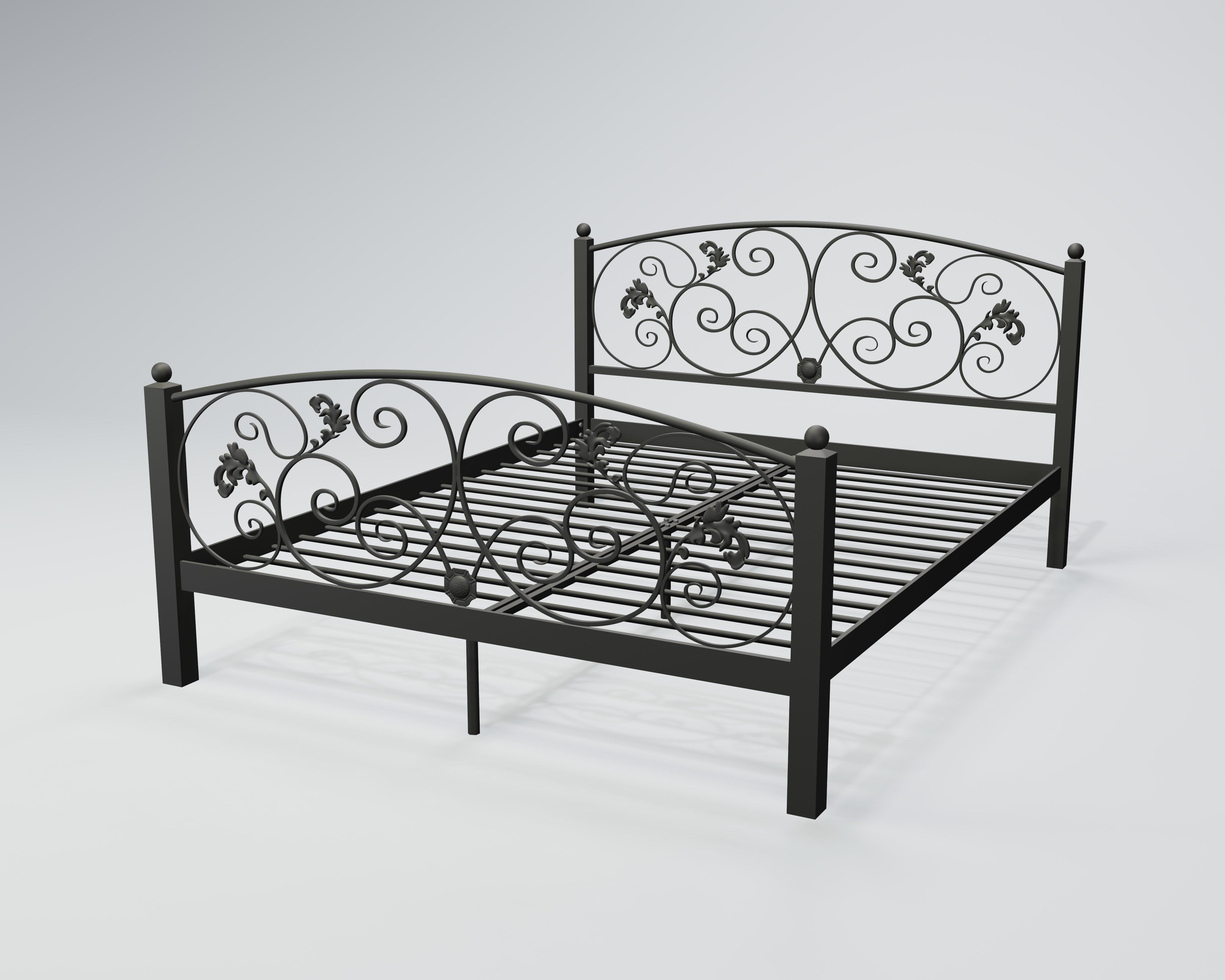 Кровать металлическая Магнолия 160x200 см Черный бархат