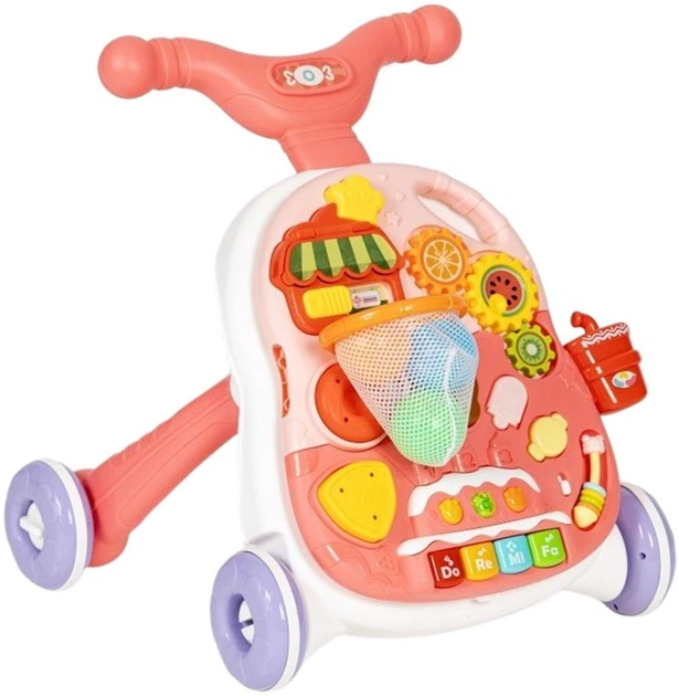 Ходунки-каталка детские и развивающий столик Limo Toy 2в1 из пластика музыкальные 41х40х35 см Розовый (150-7-HB 0040 AB.1)