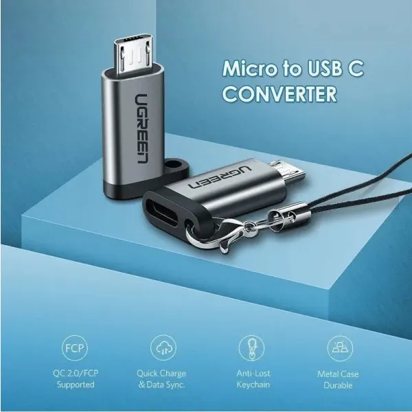 Адаптер UGREEN US282 USB Type-C to Micro USB Grey (50590) - фото 6