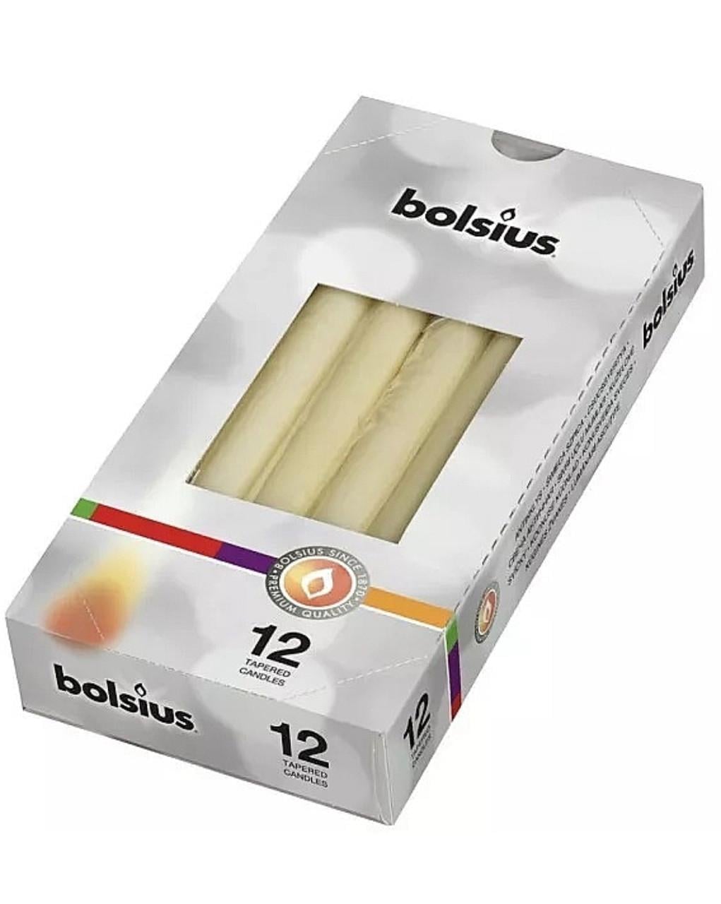Свеча конусная столовая Bolsius 245/24 12 шт. Айвори