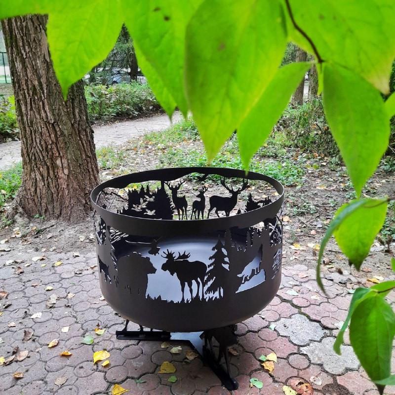 Чаша для вогню металева Мисливська різьблена d 60 см (32692376)