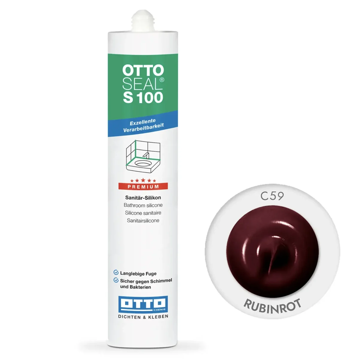 Силиконовый герметик OTTOSEAL S100 300 мм C59 Rubinrot (S100C59)